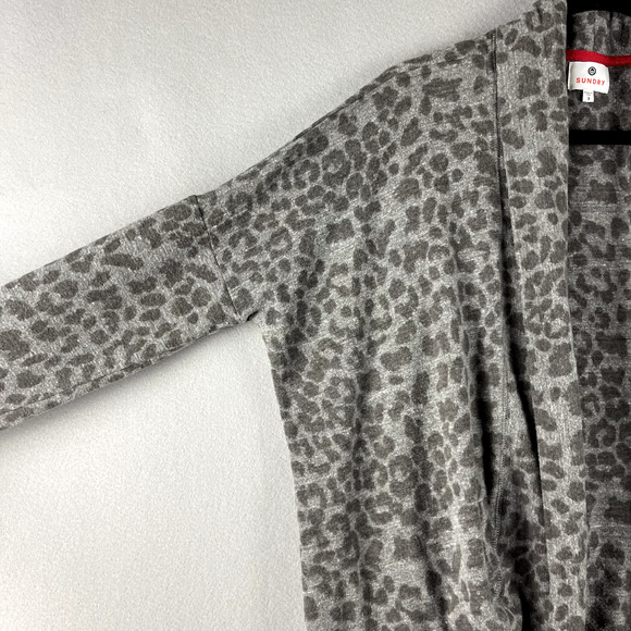 Sundry Cardigan Womens Large Large Leopard Print Open Front Cozy Soft Relaxed - Picture 8 of 15